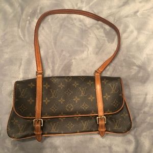Marelle Monogram Brown Canvas Shoulder Bag.